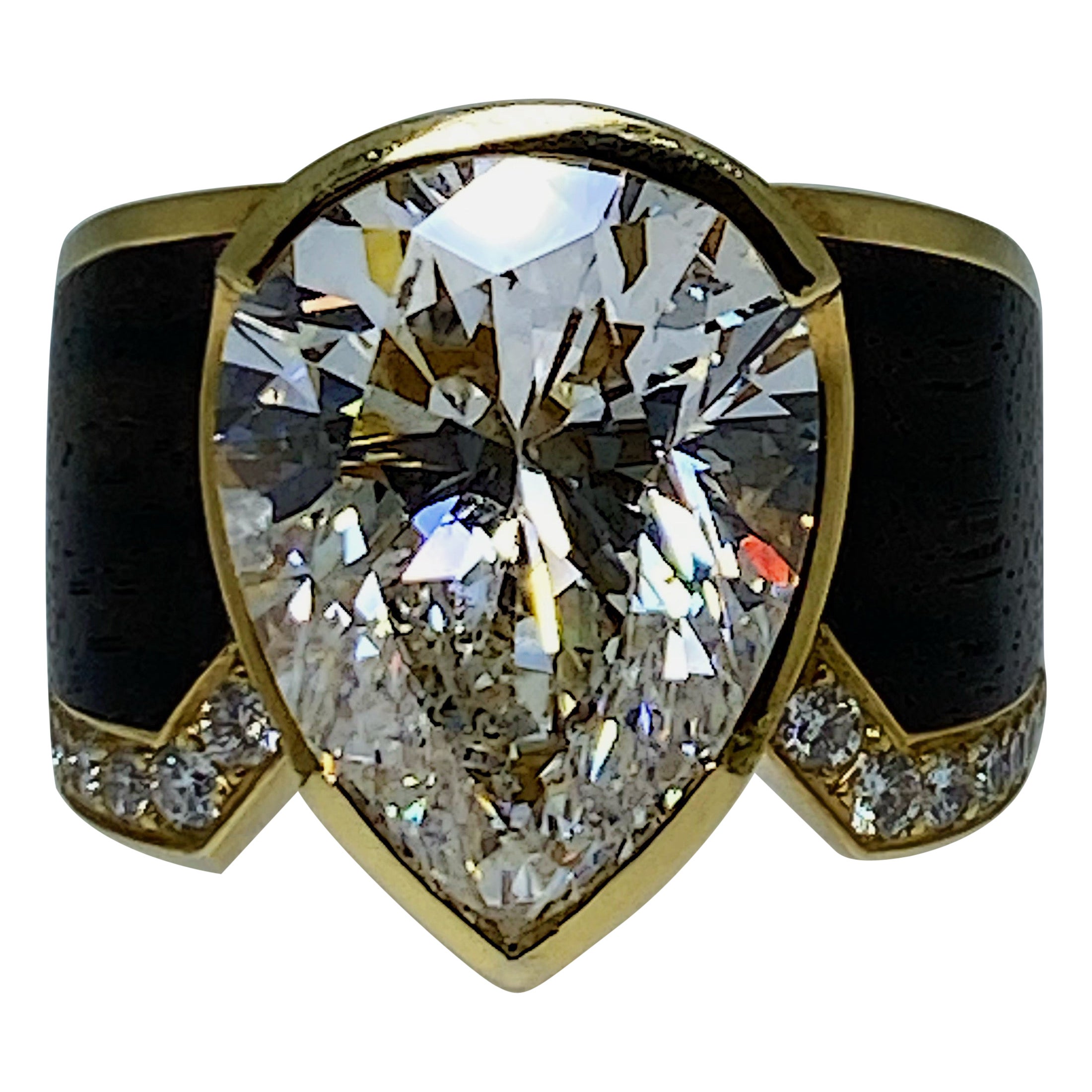 Natural 12.00ct Pear Shaped/Cut Diamond Ring in 18K Yellow Gold, valued at 490K