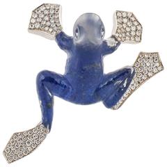 Vhernier Rock Crystal Diamond Gold Frog Pin 6