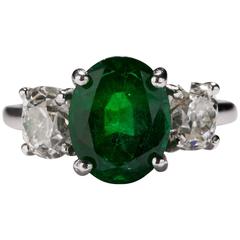 2.12 Carat Emerald Diamond Platinum Ring