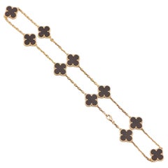 Van Cleef & Arpels Vintage Alhambra 10 Motif Rose Gold Letter Wood Necklace