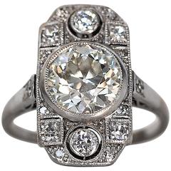 Antique 1920s Art Deco GIA Cert 1.95 Carat Old European Diamond Platinum Engagement Ring