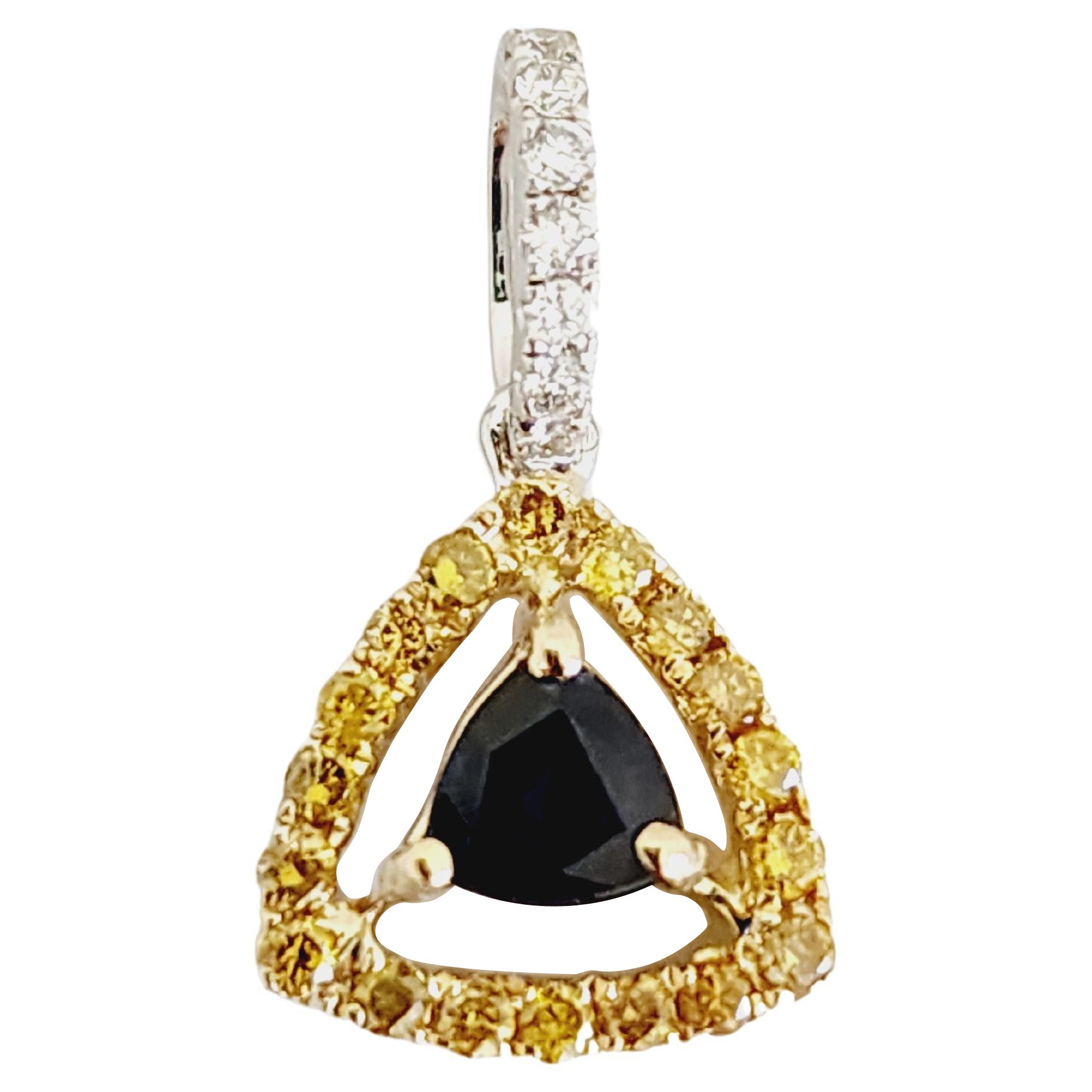0.35 Carat Sapphire Diamond Pendant 18 Karat White Gold For Sale
