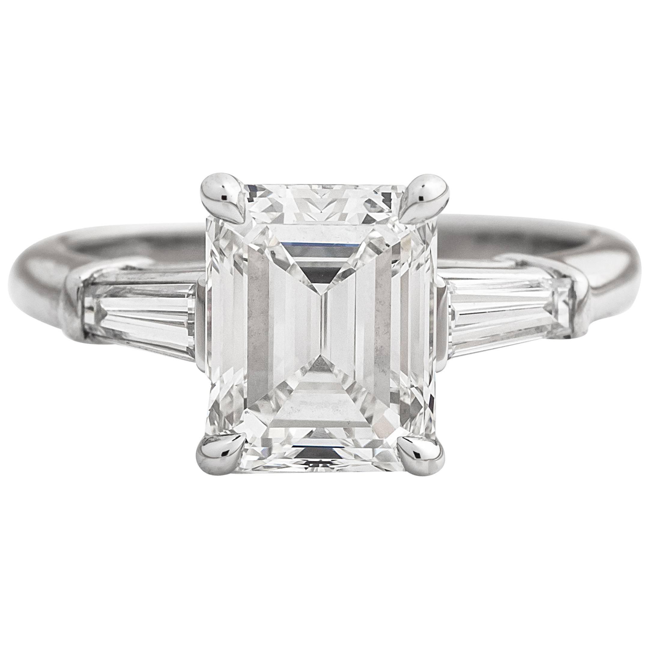 Tiffany & Co. 2.17cttw Emerald-Cut Diamond Platinum Engagement Ring 