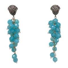 Aqua Chalcedony with Pave Diamonds Paradizia Earrings