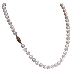 Vintage 14k Gold & Cultured Pearl 19 in. Single Strand Necklace