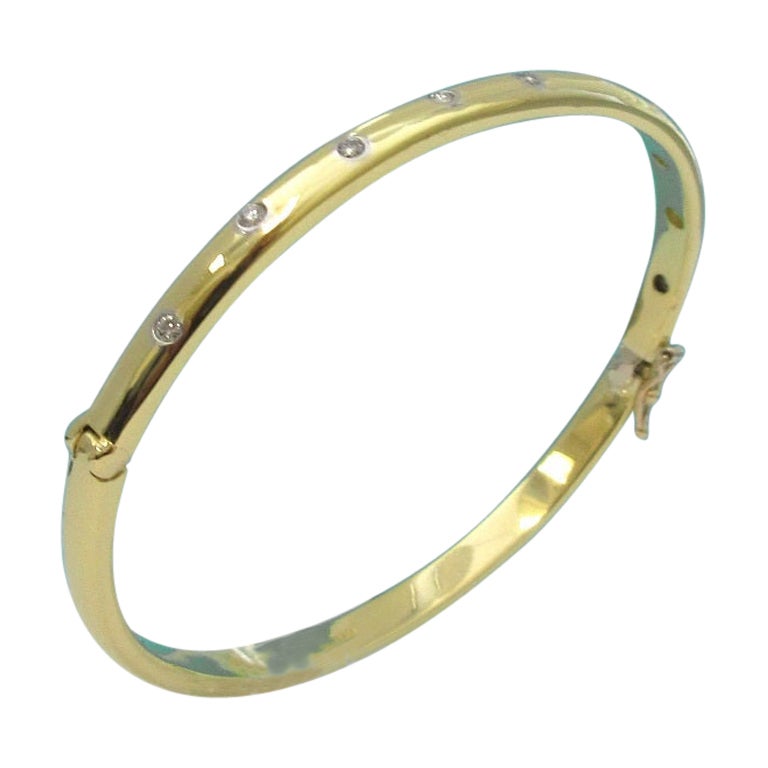 Tiffany & Co. 18k Yellow Gold Platinum Diamond Etoile Bangle Bracelet