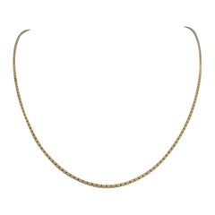 14 Karat Yellow Gold Solid Box Link Chain Necklace, Italy