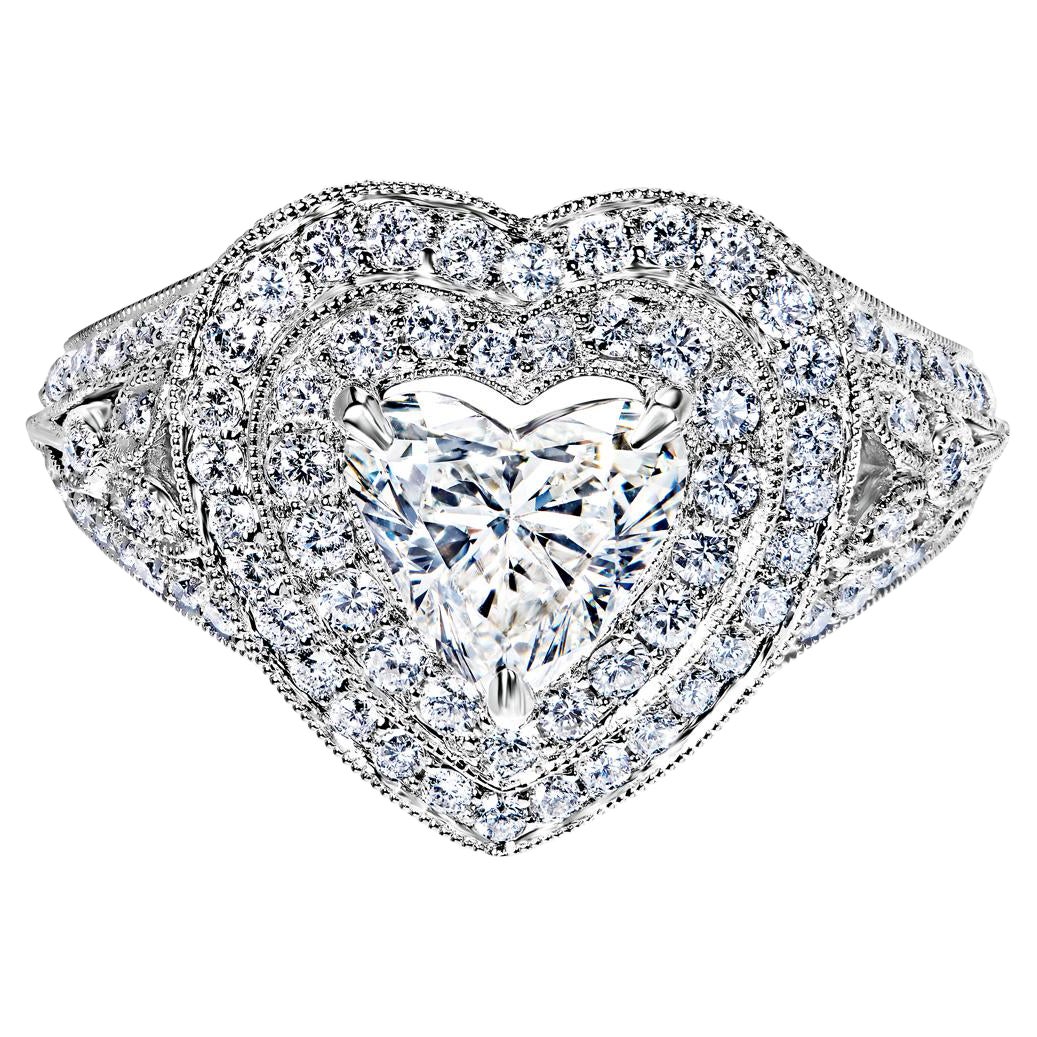3 Carat Heart Shape Diamond Engagement Ring GIA Certified K SI2
