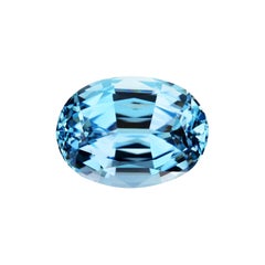 Aigue-marine Santa Maria taille ovale certifiée GIT de 6,26 carats de couleur naturelle du Brésil