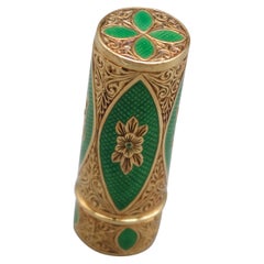 Antique 18k Yellow Gold and Guilloché Enamel Nécessaire