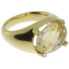 Beautiful Citrine Diamonds Gold Ring 1