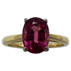 1.10ct Vivid Pink Purple Rubellite Tourmaline Oval Cut 18k Gold Solitaire Ring