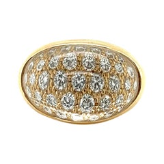 Vintage Myst De Cartier Rock Crystal and Diamond Ring 18k Yellow Gold