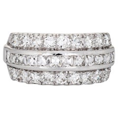 Bague jonc vintage en platine avec diamant taille française 2 carats, taille 5,5, collection Estate Fine Jewelry