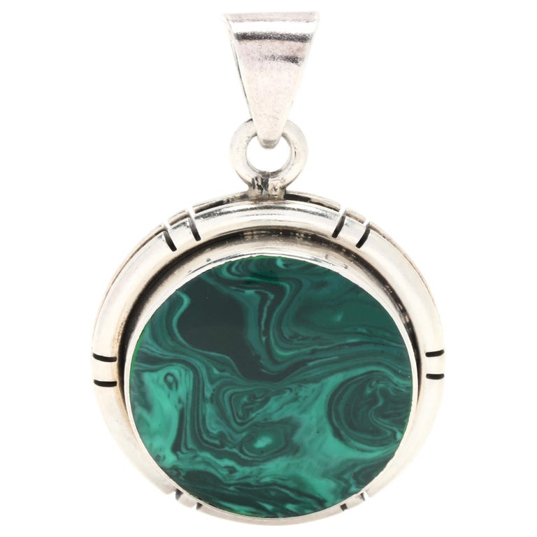 Malachite Pendant, Sterling Silver, Gemset Pendant, Green Pendant For ...