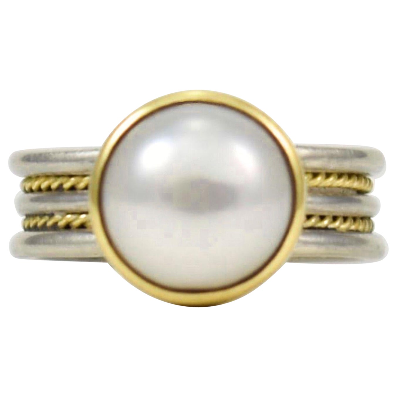 Two Tone Pearl Cocktail Ring, Lynn Kathyrn Miller, Lynn K Designs For Sale