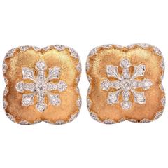Snowflake Diamond Satin Finish Gold Clip On Earrings 10