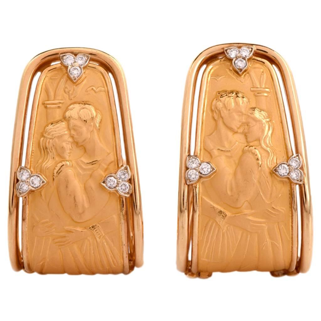Carrera y Carrera "Romeo and Juliet" Diamond Gold Earrings