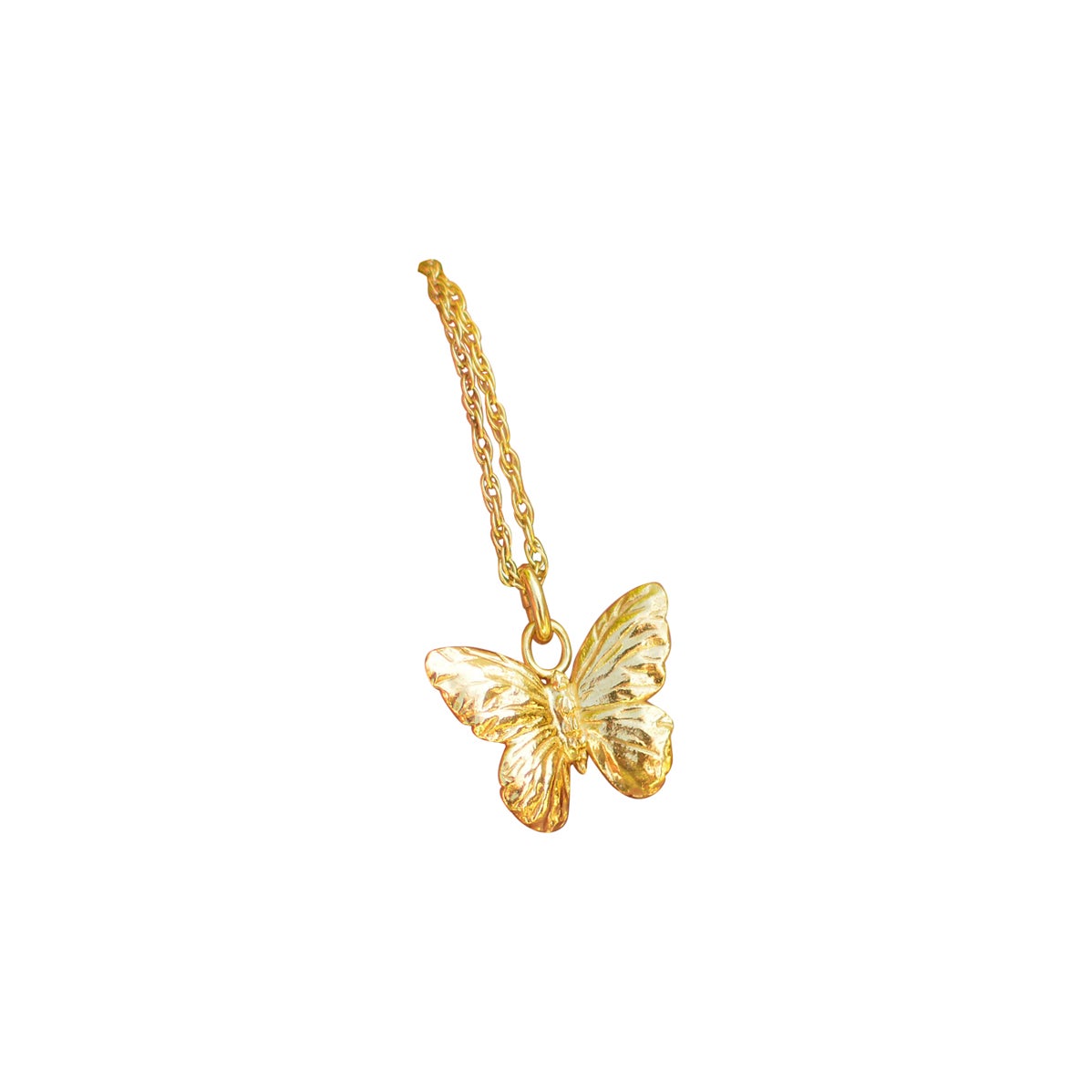 Solid 18 Carat Gold Butterfly Pendant By Lucy Stopes-Roe For Sale