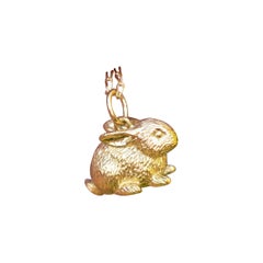 Solid 18 Carat Gold Rabbit Pendant By Lucy Stopes-Roe