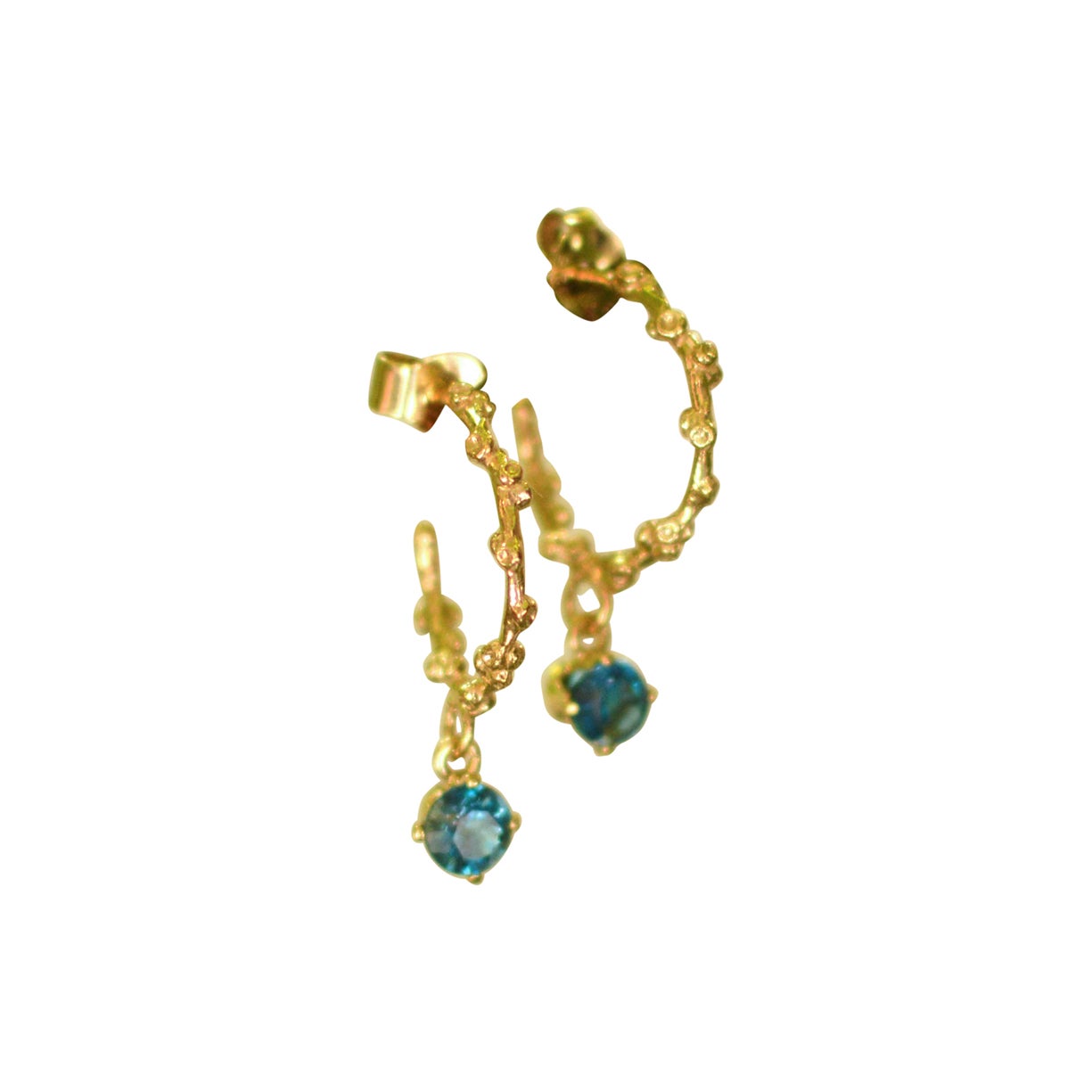Solid 18 Carat Gold Barnacle Topaz Earrings By Lucy Stopes-Roe For Sale