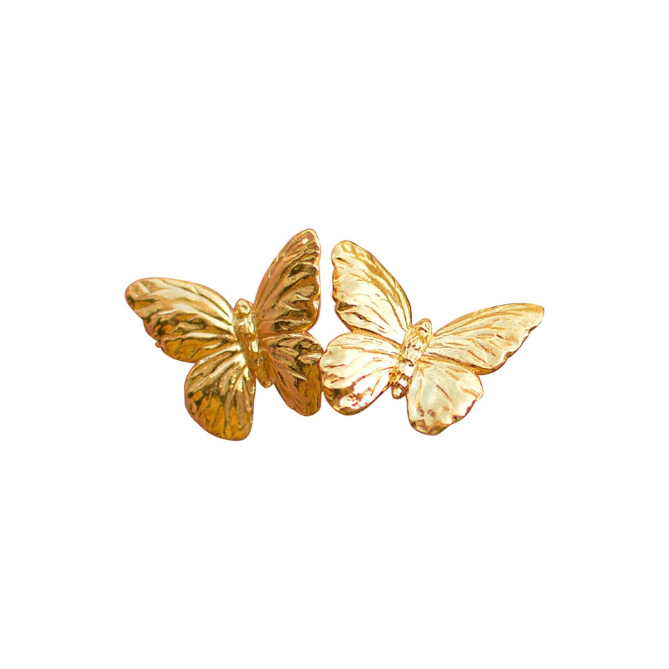 Solid 18 Carat Gold Butterfly Earrings by Lucy Stopes-Roe For Sale