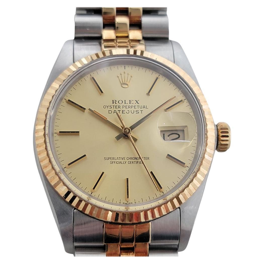 Mens Rolex Datejust 16013 18k Rose Gold SS Automatic 1980s with Paper RA339