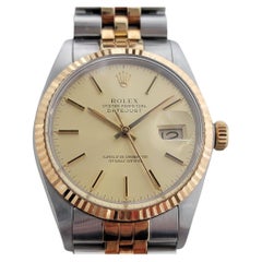 Retro Mens Rolex Datejust 16013 18k Rose Gold SS Automatic 1980s with Paper RA339