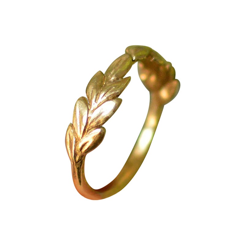 Solid 18 Carat Gold Laurel Ring by Lucy Stopes-Roe For Sale