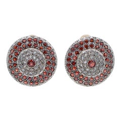 Garnets, Diamonds, Rose Gold and Silver Earrings