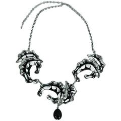 Lalique Stylized Seahorse Sterling Silver Seahorse Necklace