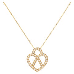 Halskette aus 18 Karat Gold und Diamanten, Gelbgold, Kollektion Coeur Entrelacé