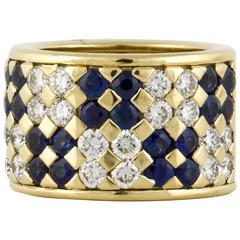 Sapphire Diamond Gold Band Ring 12