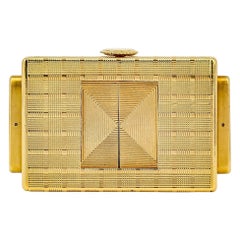 Cartier 18k Gold Traveling Shutter Mechanical Wind Watch Clock