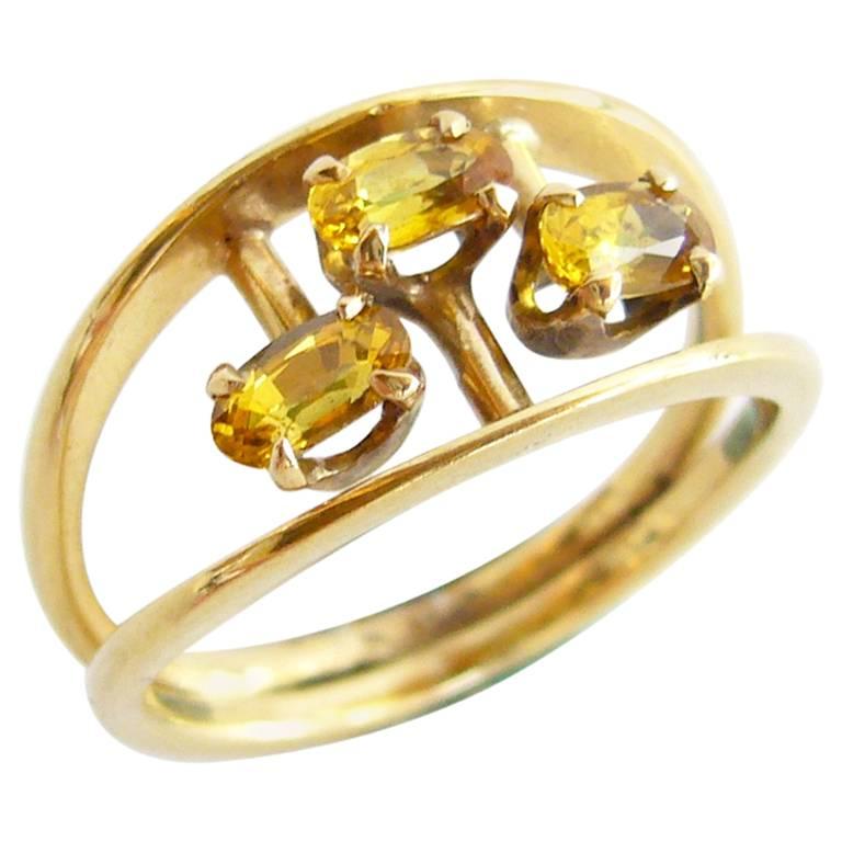 Jack Nutting Yellow Sapphire Gold Modernist Ring