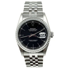 2005 Rolex Datejust 16220 Quadrante Nero Acciaio Inox Scatola di Carta