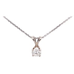 Diamond Pendant and Chain in 14k White Gold