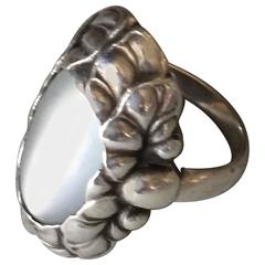 Vintage Georg Jensen Moonstone Sterling Silver Ring No. 11 