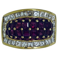 Stamped 18ct Gold, 1.40ct Diamonds and 5ct Ruby Italian Retro Ring