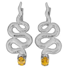 Used Massive Snake Earrings with Sapphires