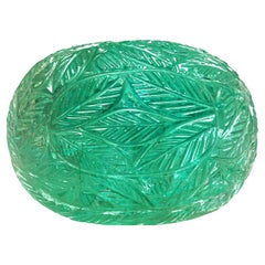 GIA-zertifizierter ovaler geschnitzter doppelseitiger Cabochon-Smaragd mit 53,64 Karat