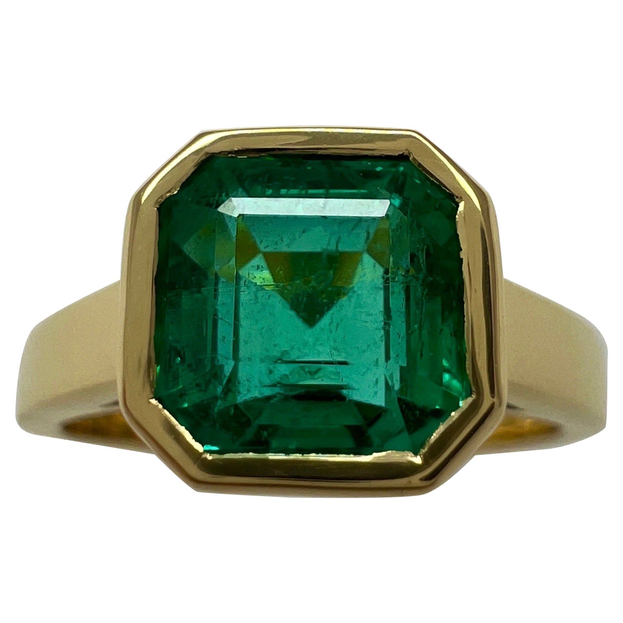 Asscher Cut Engagement Ring / Green Emerald Ring / Half Bezel Ring / Emerald  and Moissanite Ring / 14k White Gold /6385 - Etsy