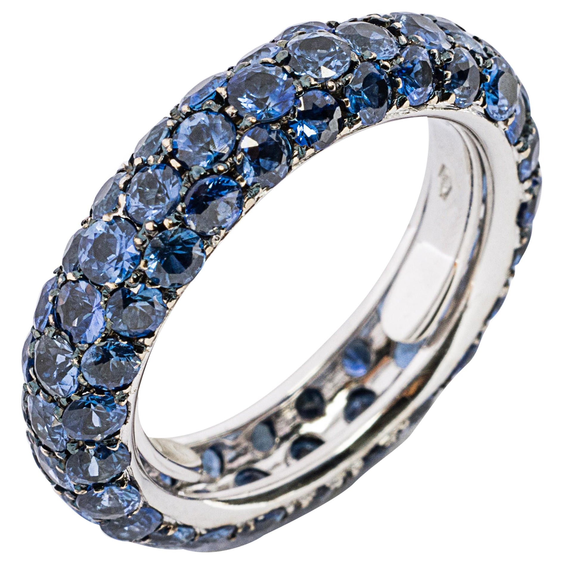 Alex Jona Blue Sapphire Pavé 18 Karat White Gold Eternity Band Ring