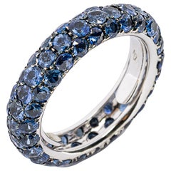 Alex Jona Blauer Saphir Pavé 18 Karat Weißgold Eternity Band Ring