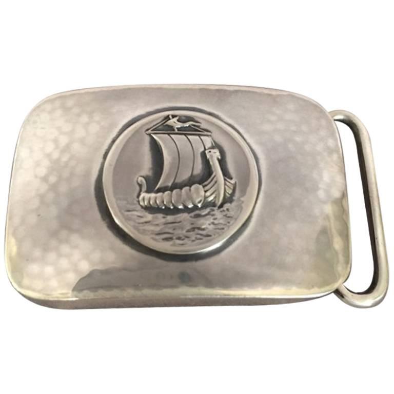 Georg Jensen Very Rare Sterling Silver "Viking Ship" Belt Buckle No. 59B