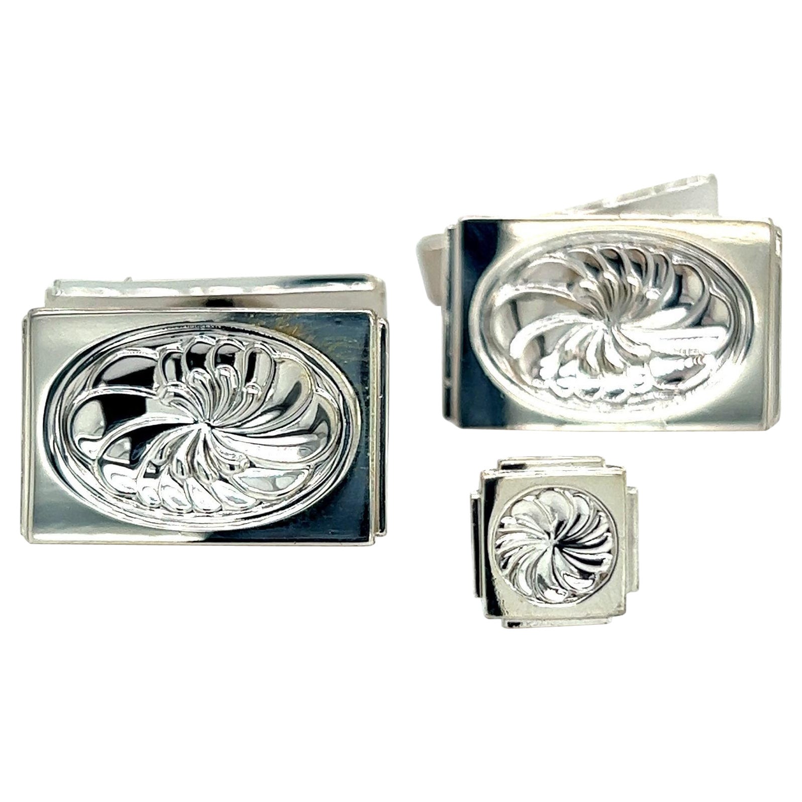 Georg Jensen Estate Herren Manschettenknöpfe-Set mit Krawattennadel ohne Rückenlehne  Krawattennadel im Angebot
