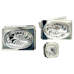 Used Georg Jensen Estate Mens Cufflinks Set with Tie Pin Without Back of Tie Pin