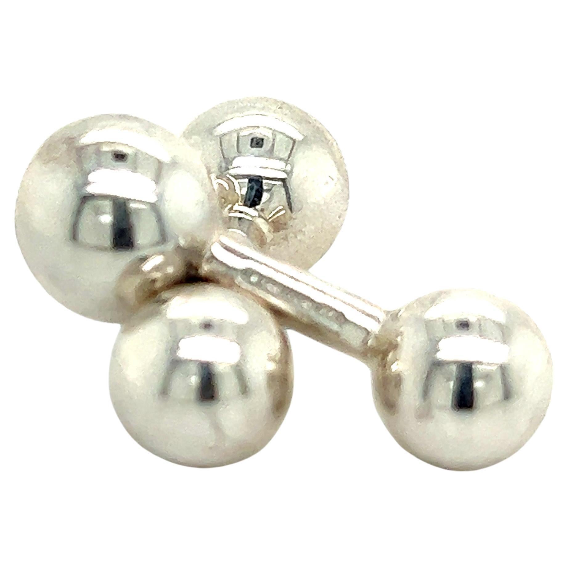 Tiffany & Co Estate Mens Barbell Cufflinks Silver For Sale