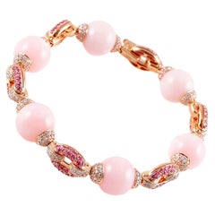 58.52 Carat Pink Opal 2.14 Carat Pink Sapphire 3.55 Carats Diamond Bracelet