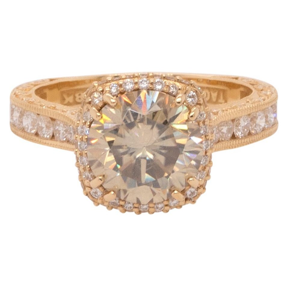 Bague de fiançailles en diamant de fantaisie rond et brillant de 2,36 carats naturels en vente